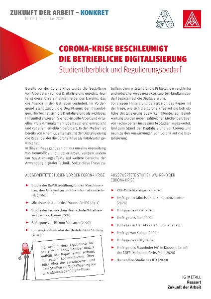 Corona-Krise beschleunigt die betriebliche Digitalisierung, Zukunft der Arbeit konkret 02