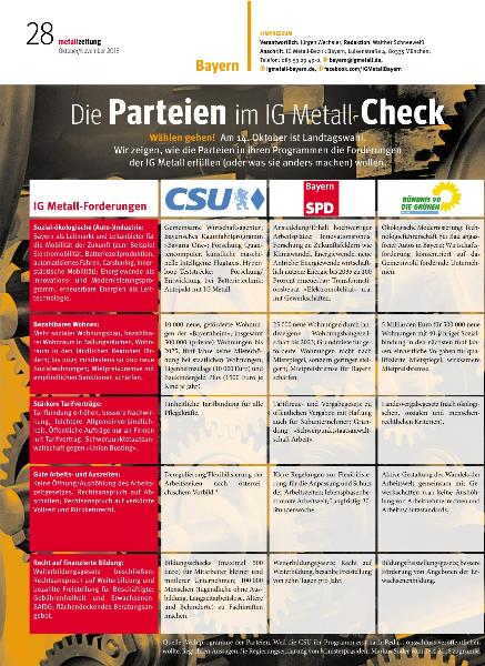 metallzeitung - Regionalseiten Bayern Oktober/November 2018