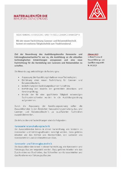 Neuordnung Karosserie- und Fahrzeugbaumechaniker:in (2023)