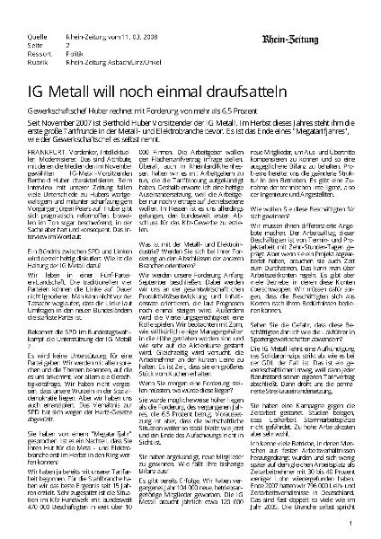 IG Metall will noch einmal draufsatteln