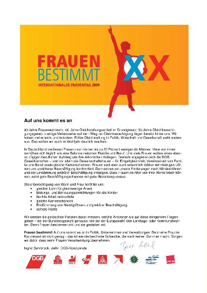 Internationaler Frauentag 2009: DGB Aufruf
