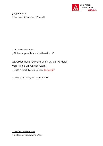 Zukunftsreferat Jörg Hofmann