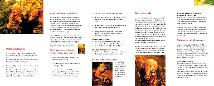 Für ZWEI denken, Informationen zum Mutterschutz, Flyer zu Shop