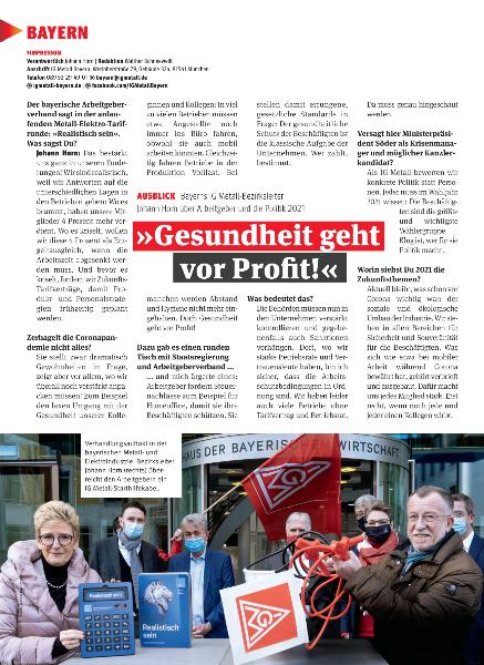 metallzeitung - Regionalseiten Bayern Februar 2021