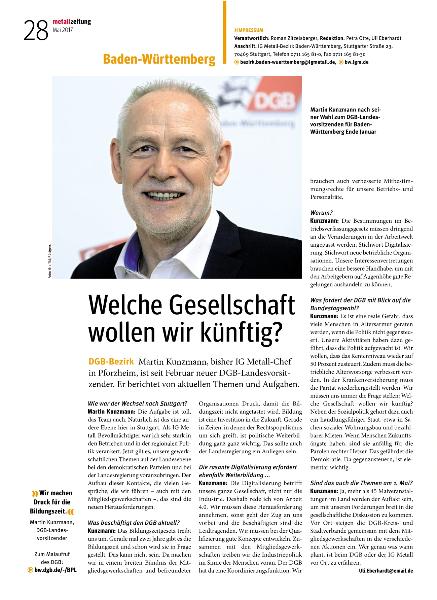metallzeitung - Regionalseiten Baden-Württemberg Mai 2017