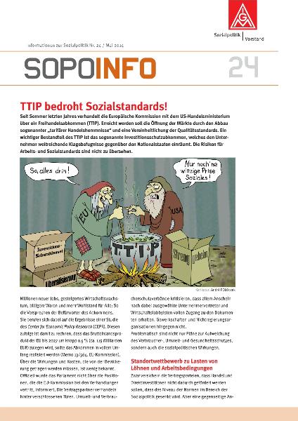 TTIP bedroht Sozialstandards!, SoPoInfo 24, Informationen zur Sozialpolitik Nr. 24 / Mai 2014
