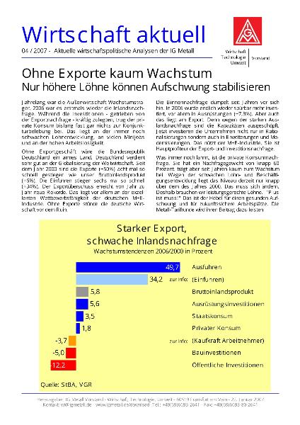 Wirtschaft aktuell 04/2007: Ohne Exporte kaum Wachstum