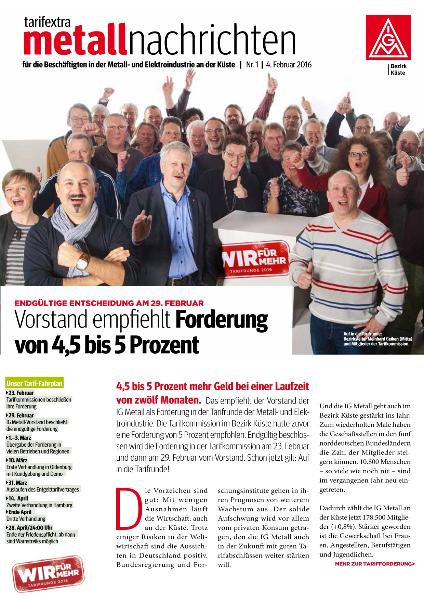 Metallnachrichten Bezirk Küste Nr. 1 | 4. Februar 2016