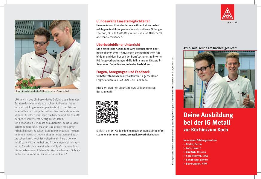 Deine Ausbildung bei der IG Metall zur Köchin/zum Koch
