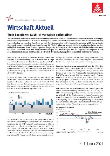 Trotz Lockdown: Ausblick verhalten optimistisch, Wirtschaft aktuell Nr. 1 (Januar 2021)