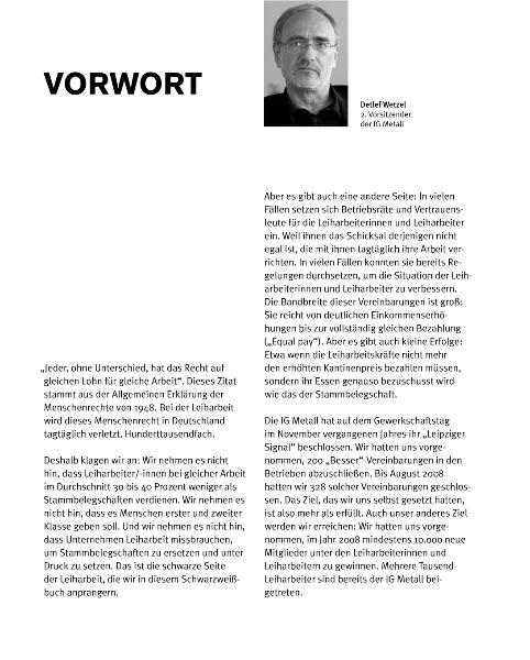 Schwarzweissbuch Leiharbeit, Vorwort Detlef Wetzel