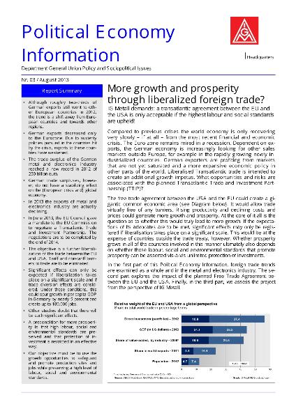 Political EconomyInformation 03/2013 - More growth and prosperitythrough liberalized foreign trade?