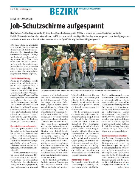 metallzeitung - Regionalseiten Nordrhein-Westfalen Februar 2009