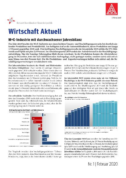 M+E-Industrie mit durchwachsener Jahresbilanz, Wirtschaft Aktuell Nr.1/2020