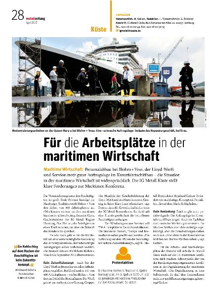 metallzeitung - Regionalseiten Küste April 2017