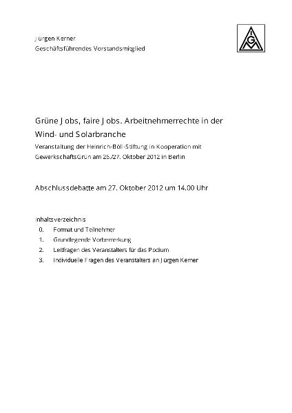 Jürgen Kerner: Abschlussdebatte, Grüne Jobs, faire Jobs. Arbeitnehmerrechte in der Wind- und Solarbranche, Berlin, 27. Oktober 2012