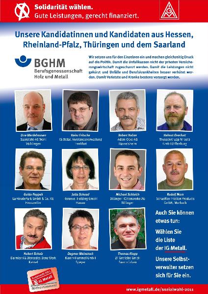 Sozialwahl BGHM: Kandidaten Bezirk Frankfurt