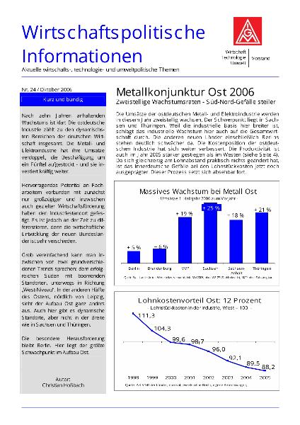 Wirtschaftspolitische Information 24/2006 - Metallkonjunktur Ost