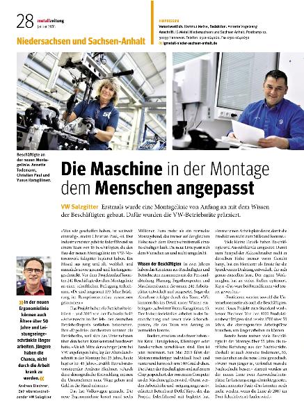 metallzeitung - Regionalseiten Niedersachsen und Sachsen-Anhalt Januar 2016