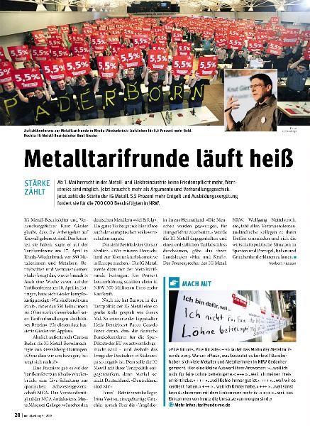 metallzeitung - Regionalseiten Nordrhein-Westfalen Mai 2013