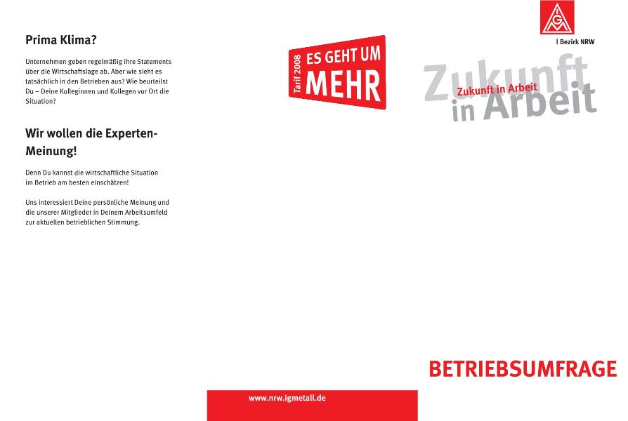 Betriebsumfrage Tarifbewegung 2008: Zukunft in Arbeit