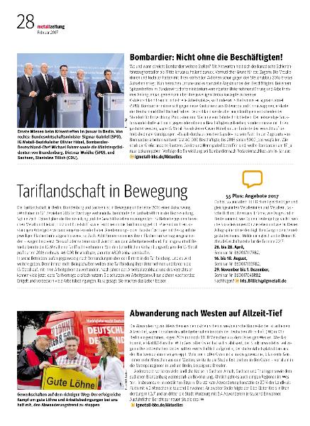 metallzeitung - Regionalseiten Berlin Brandenburg Sachsen Februar 2017