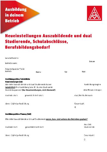 Musterfragebogen Ausbildungssituation