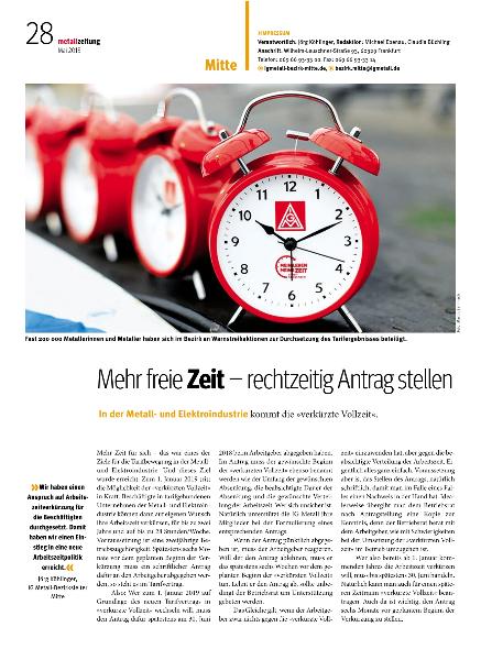metallzeitung - Regionalseiten Mitte Mai 2018