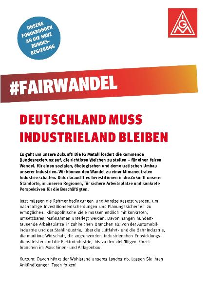 Deutschland muss Industrieland bleiben: Unsere Forderungen an die neue Bundesregierung