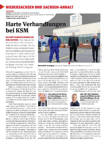 metallzeitung - Regionalseiten Niedersachsen und Sachsen-Anhalt Januar 2021