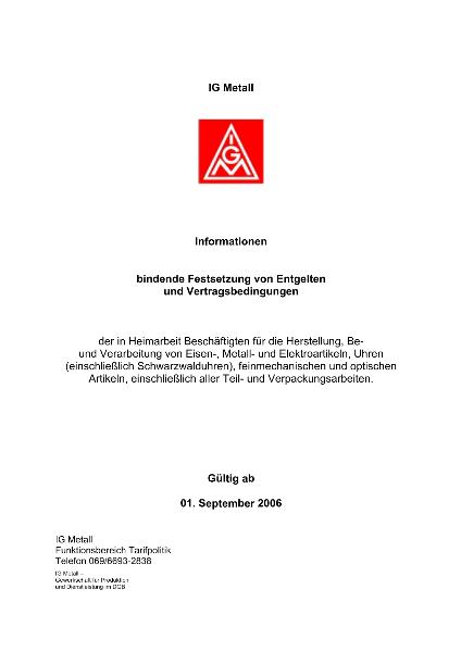 Metall Elektro: Bindende Festsetzung über Entgelte in der Heimarbeit