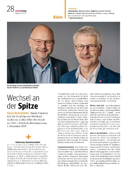 metallzeitung - Regionalseiten Küste Juli/August 2019