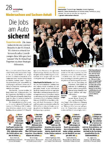 metallzeitung - Regionalseiten Niedersachsen und Sachsen-Anhalt April 2017
