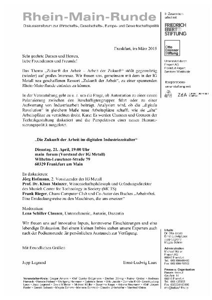 Rhein Main Runde Infoblatt am 21.04.2015