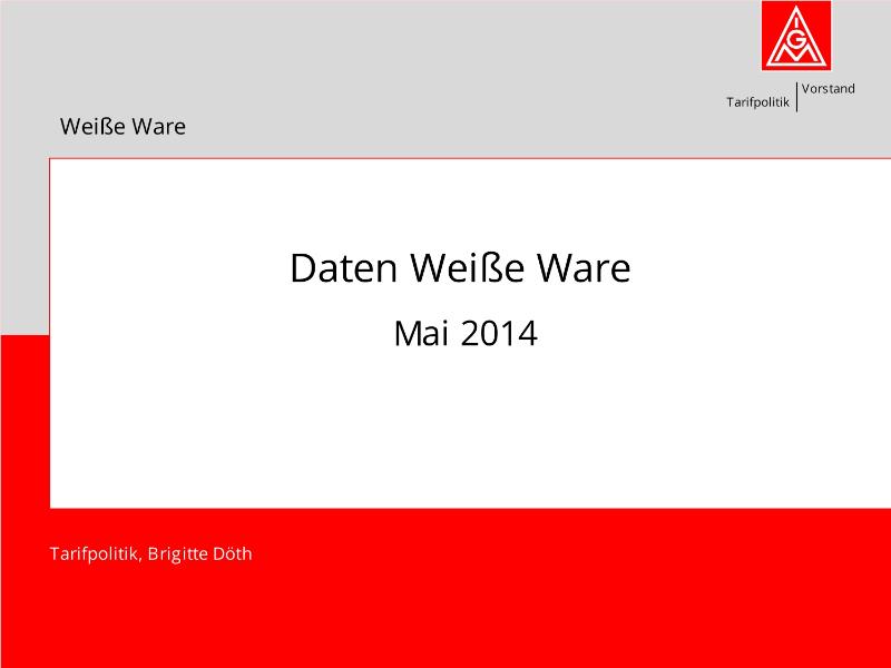 Brigitte Döth: Daten Weiße Ware Mai 2014