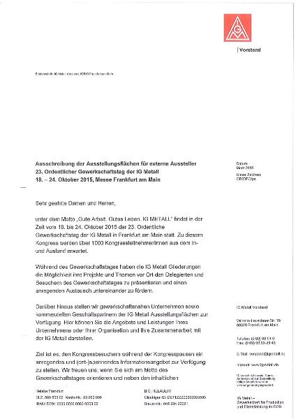 23. Ordentlicher Gewerkschaftstag der IG Metall, Externe Aussteller