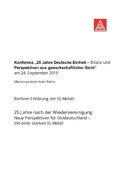 Berliner Erklärung 25 Jahre Deutsche Einheit, Berlin