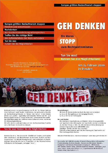 Dresden Geh Denken Flyer für den 14. Februar 2009